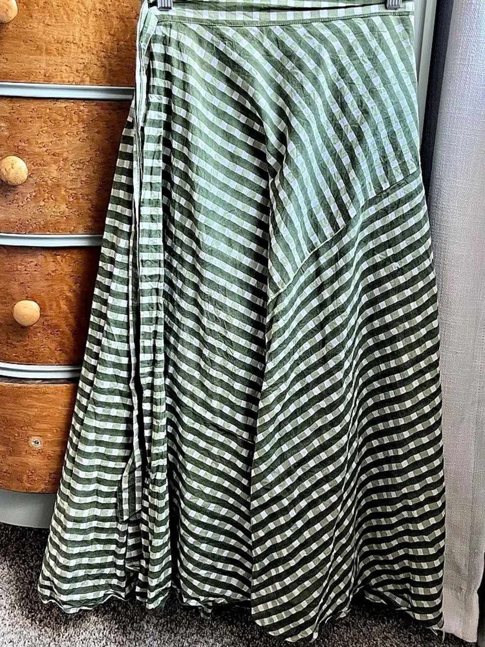 Banjaara Maxi Wrap Skirt - Gingham Pea Small/Medium